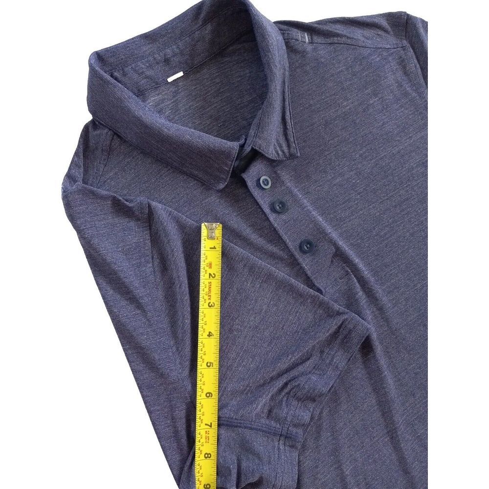 Lululemon Men's Short Sleeve Active Buttons Up Polo XL‎ Batik Dark Bright Blue - Picture 11 of 12